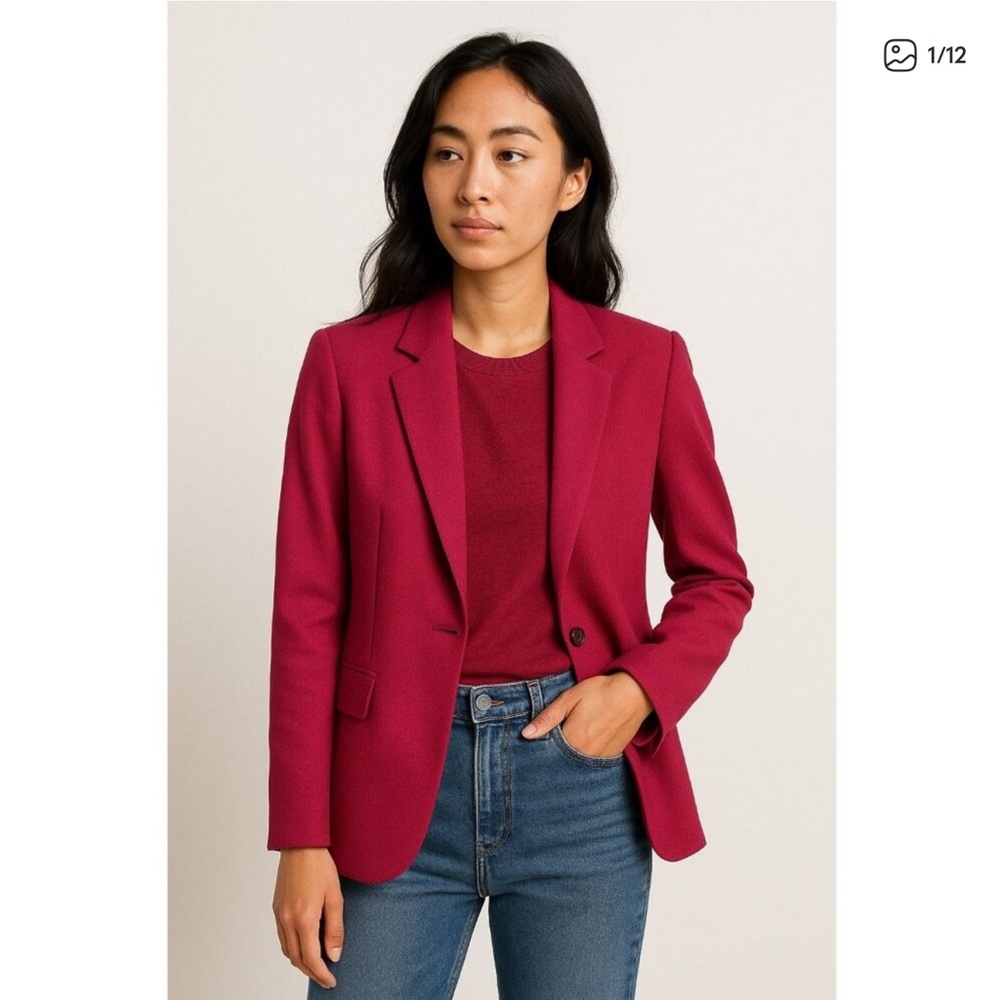 Theory Deep Rose Blazer - Tailored Single-Button Jacket